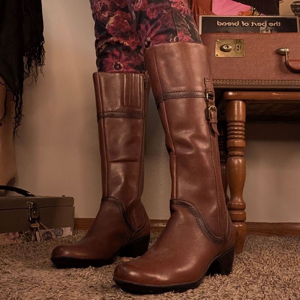 Brown Leather Tall Riding Boots Women's Size 9